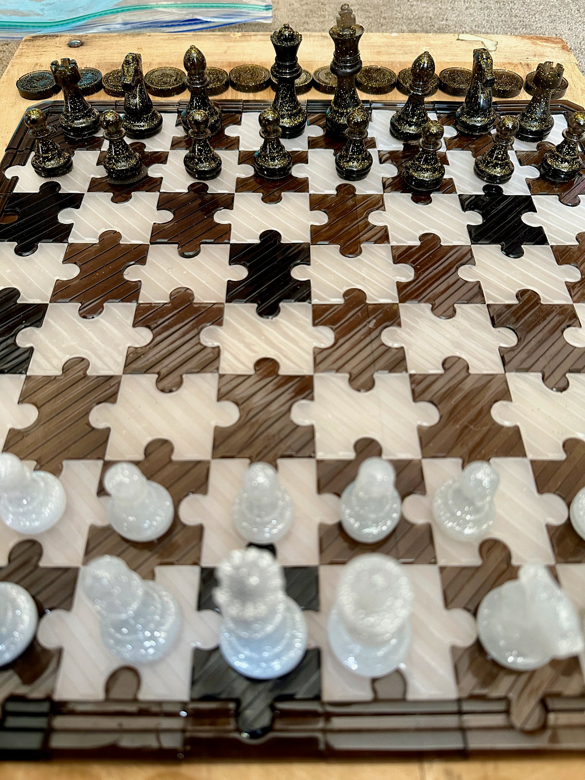 Wood and Resin Chess Set Handmade